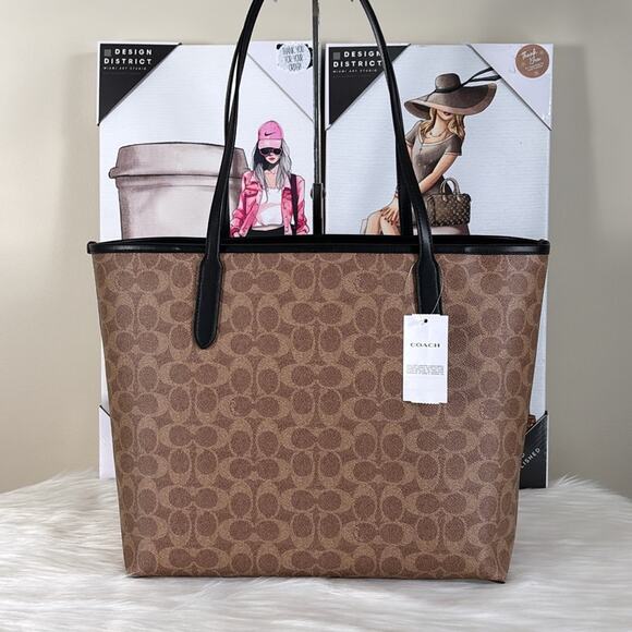 NWT Coach Cosmic City Tote Bag In Signature Canvas With Rexy Print - Picture 4 of 9